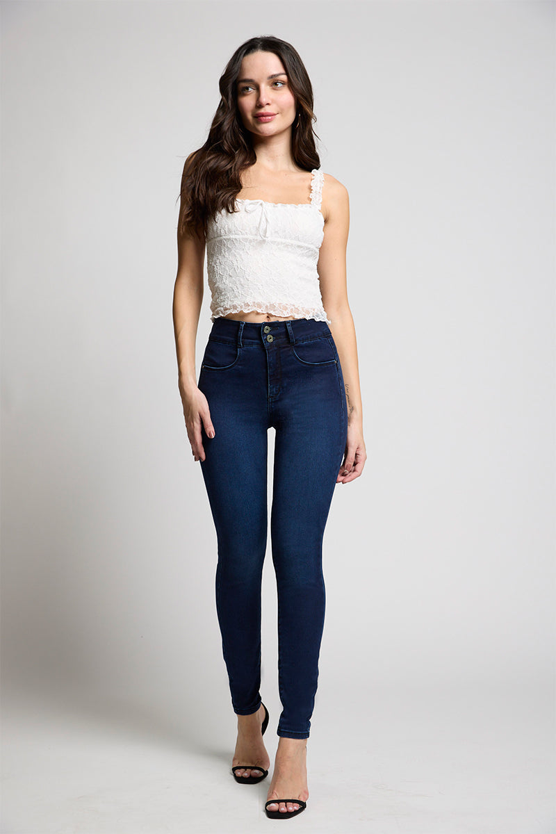 Jeans Tiro Alto Pitillo Push in Push Up   4558