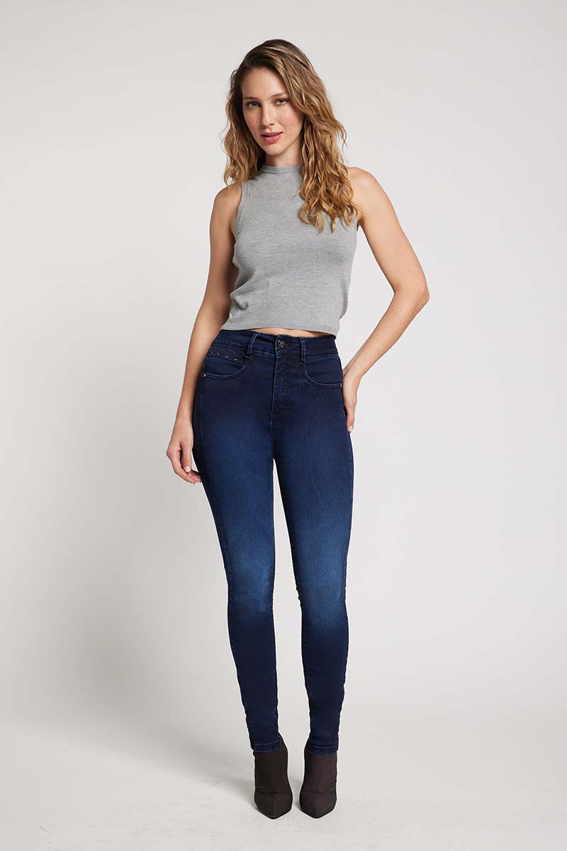 Jeans Tiro Alto Pitillo Push in Push Up 5430