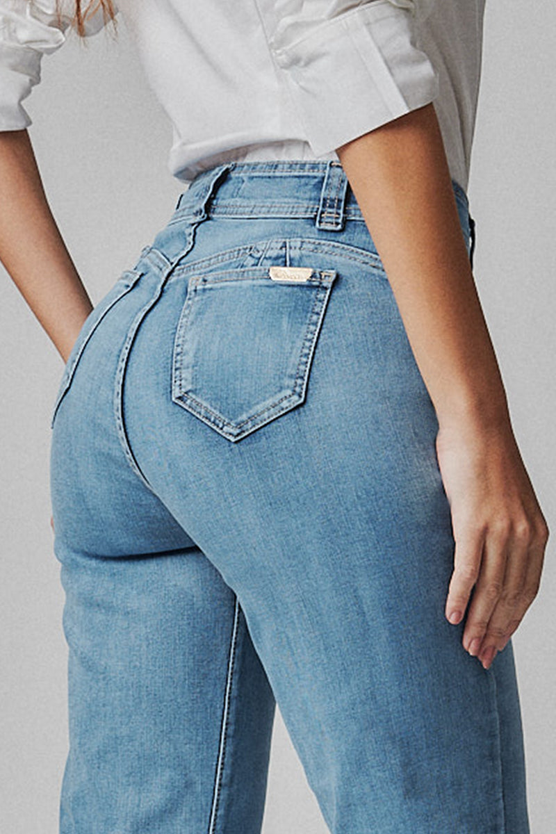 Jeans Mujer Tiro Alto Recto Seiko Crop 5545