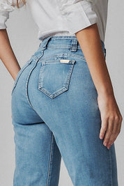 Jeans Mujer Tiro Alto Recto Seiko Crop 5545