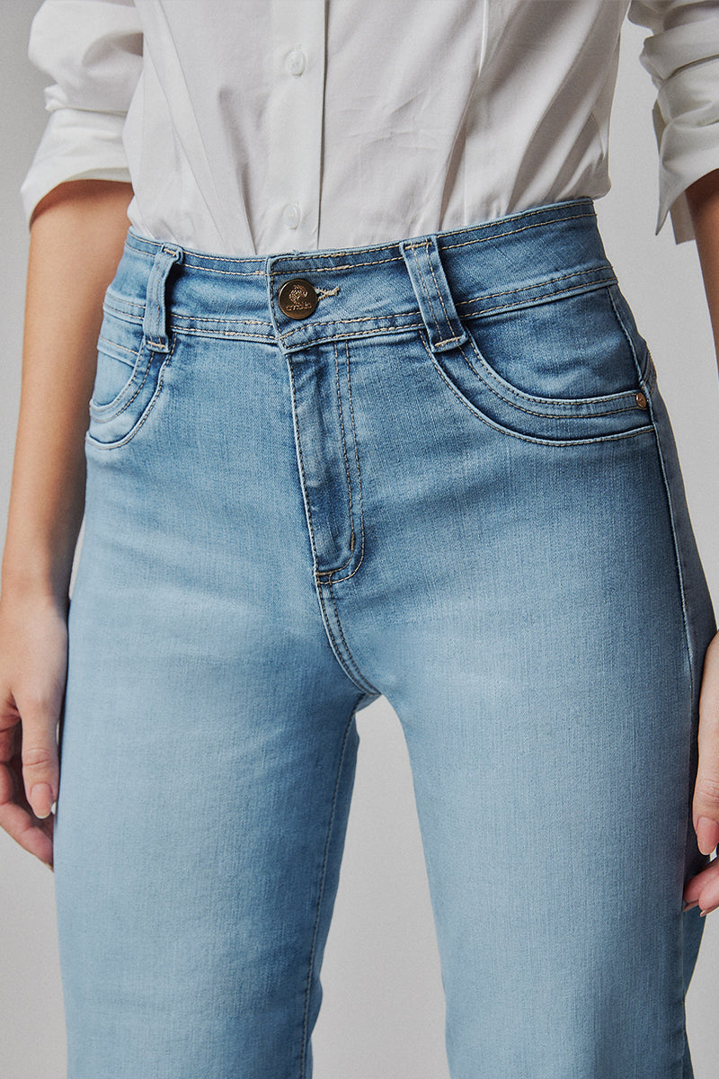 Jeans Mujer Tiro Alto Recto Seiko Crop 5545