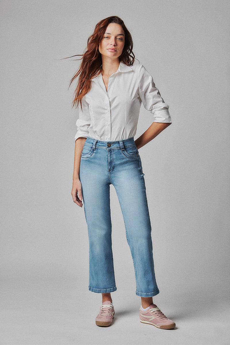 Jeans Mujer Tiro Alto Recto Seiko Crop 5545