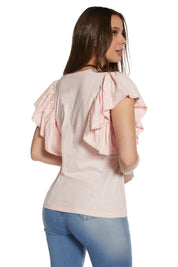 Polera con Vuelos 4465 Rosada